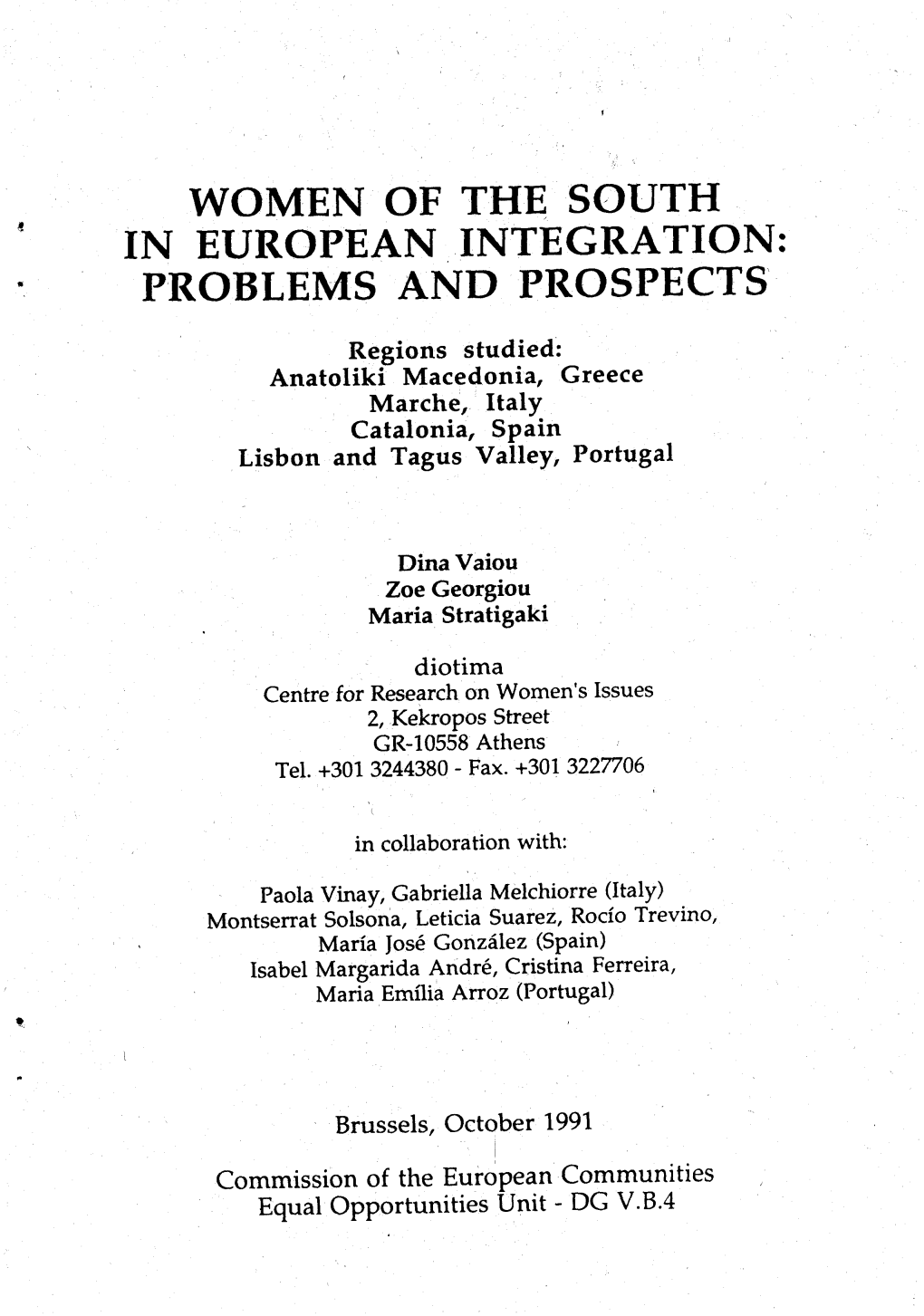Women of the South ' in European Integration