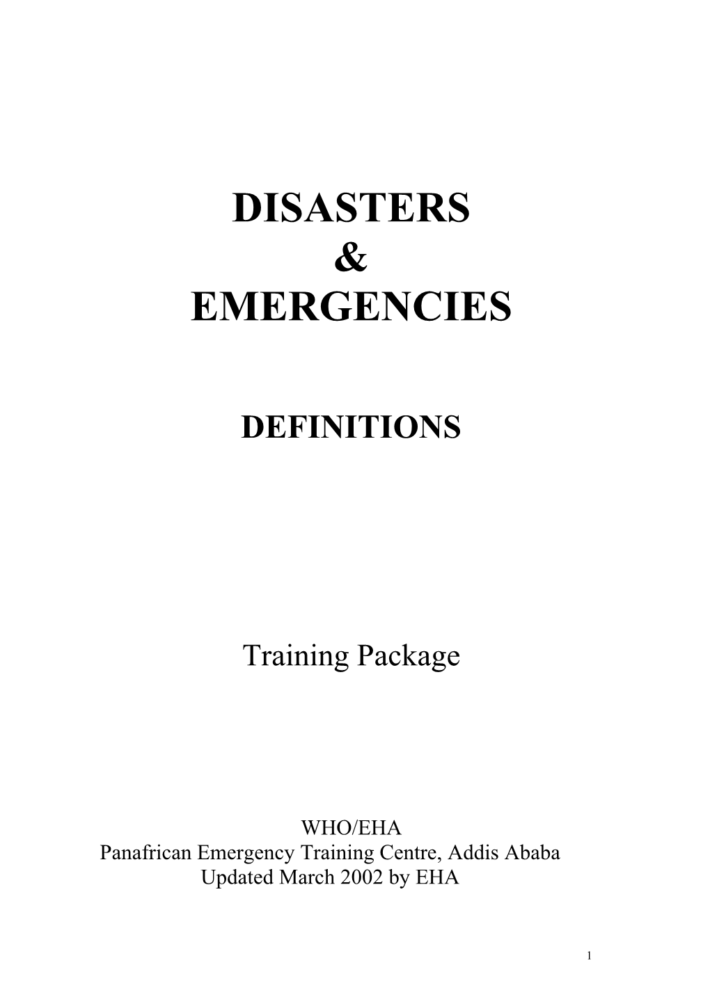 Disasters & Emergencies