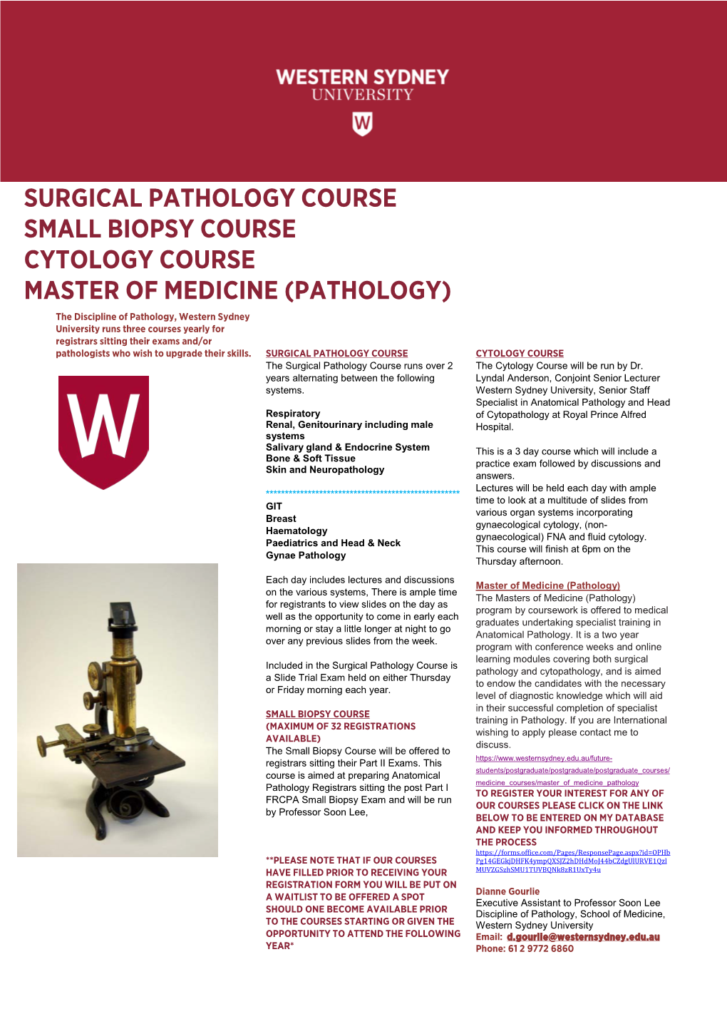 Surgical Pathology Course Small Biopsy Course Cytology Course