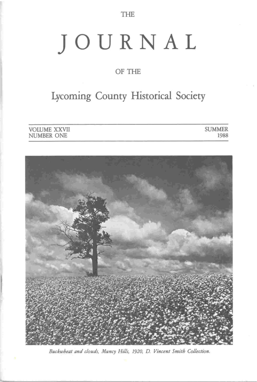 The Journal of the Lycoming County Historical Society, Summer 1988