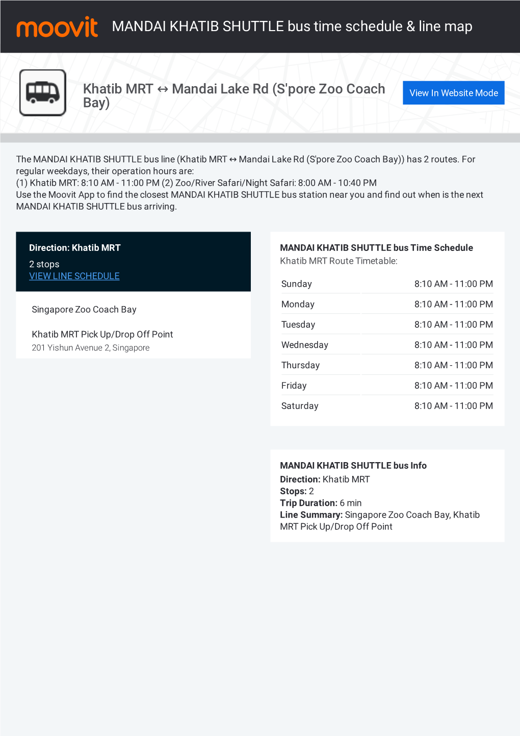 MANDAI KHATIB SHUTTLE Bus Time Schedule & Line