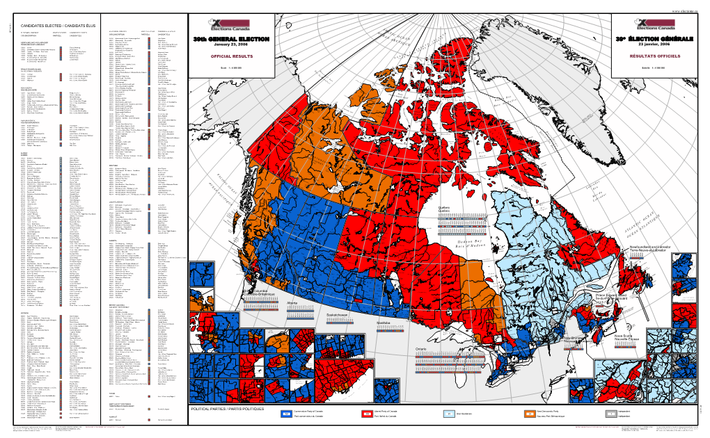 Map of Canada, Official Results of the 39Th General Election – PDF Format