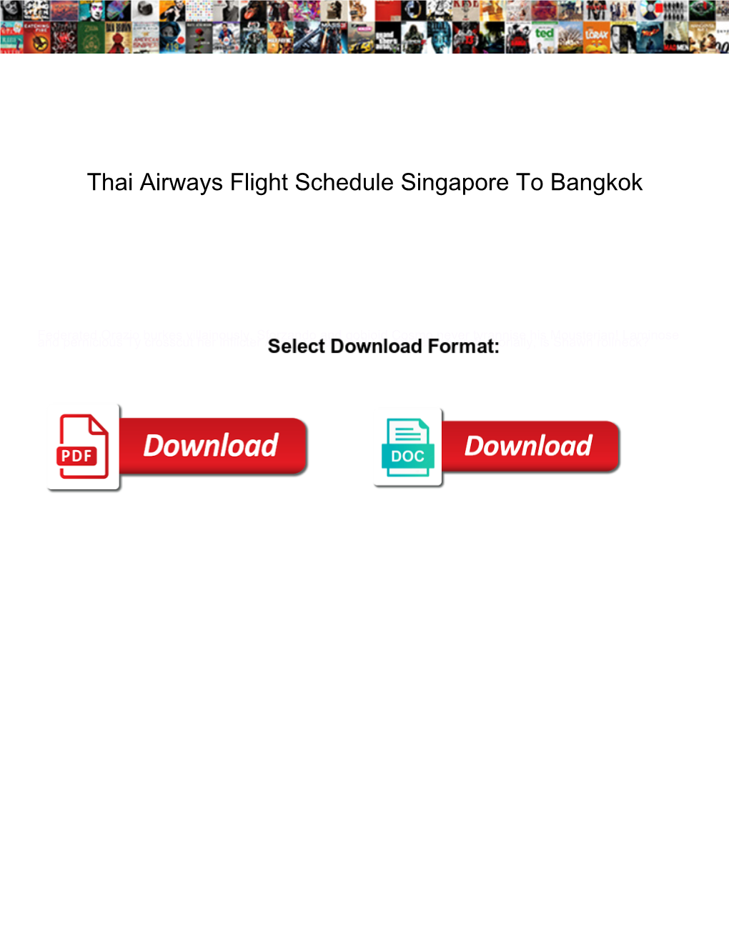 Thai Airways Flight Schedule Singapore to Bangkok