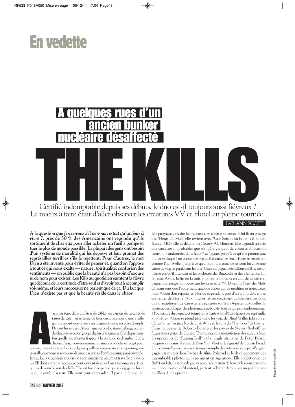 THE KILLS, Rock&Folk, 2012