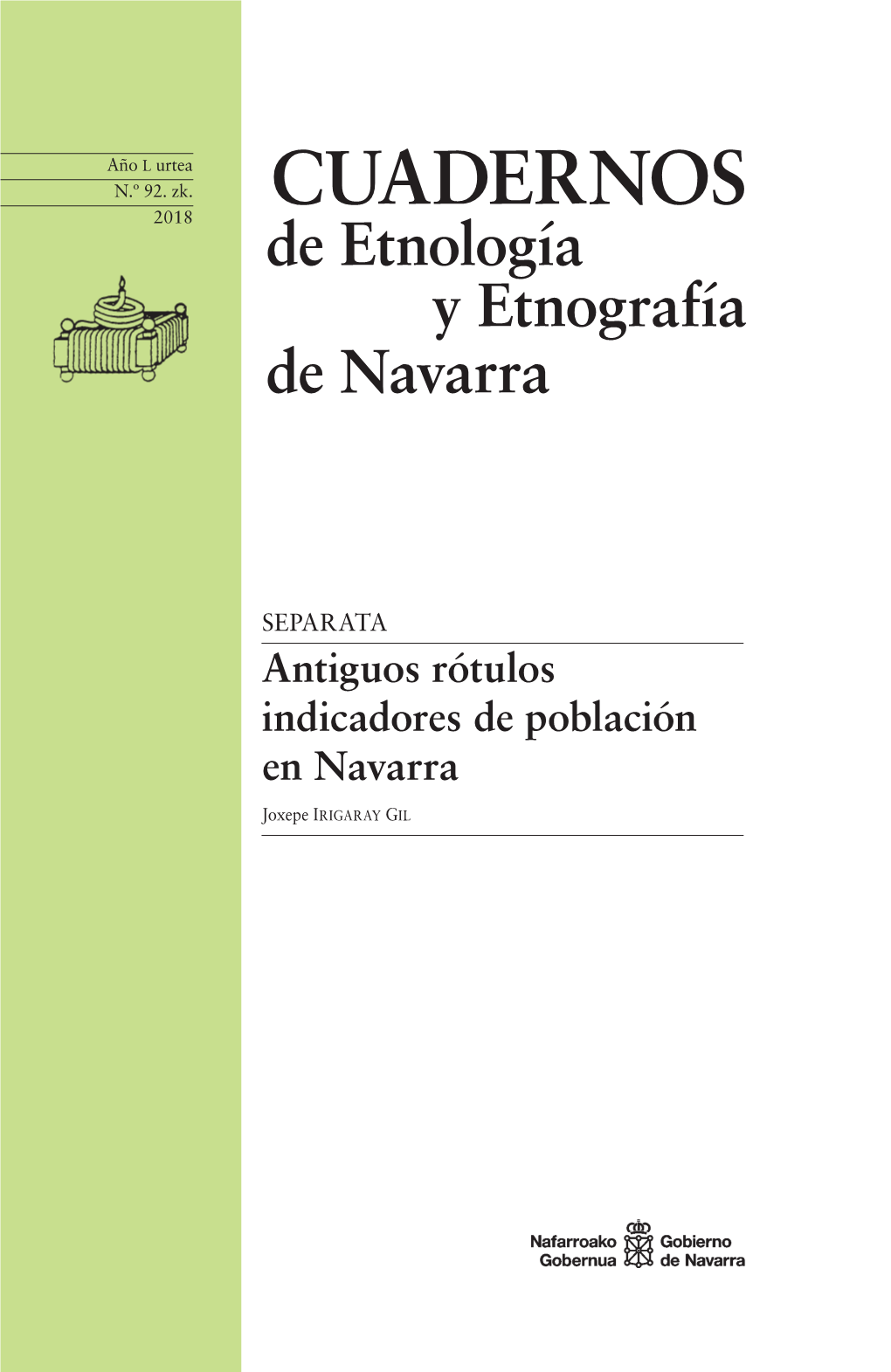 CUADERNOS 2018 De Etnología Y Etnografía De Navarra