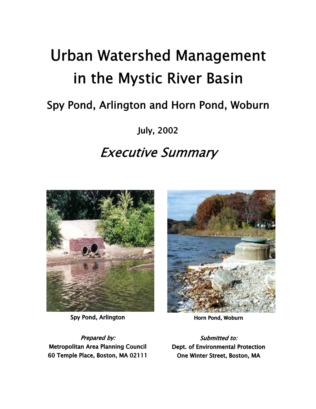 Urban Watershed Management in the Mystic River Basin
