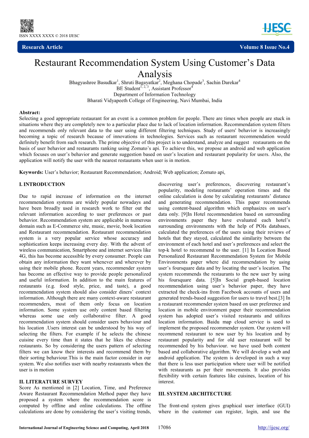 Restaurant Recommendation System Using Customer's Data Analysis