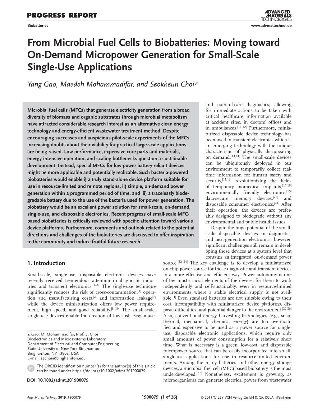 From Microbial Fuel Cells to Biobatteries: Moving Toward On-Demand Micropower Generation for Small-Scale Single-Use Applications