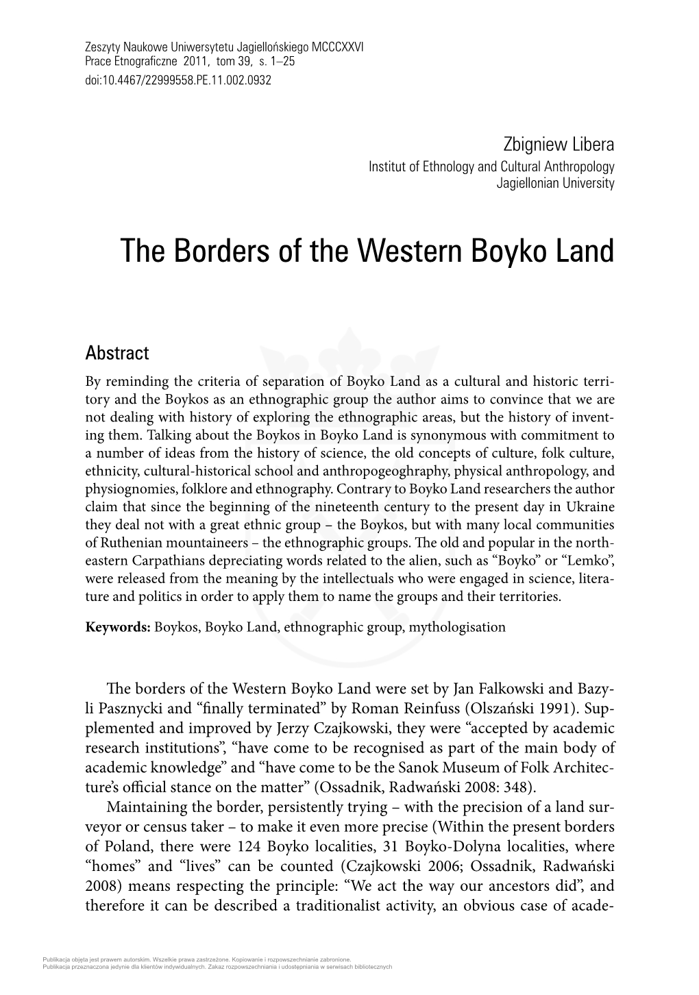 The Borders of the Western Boyko Land