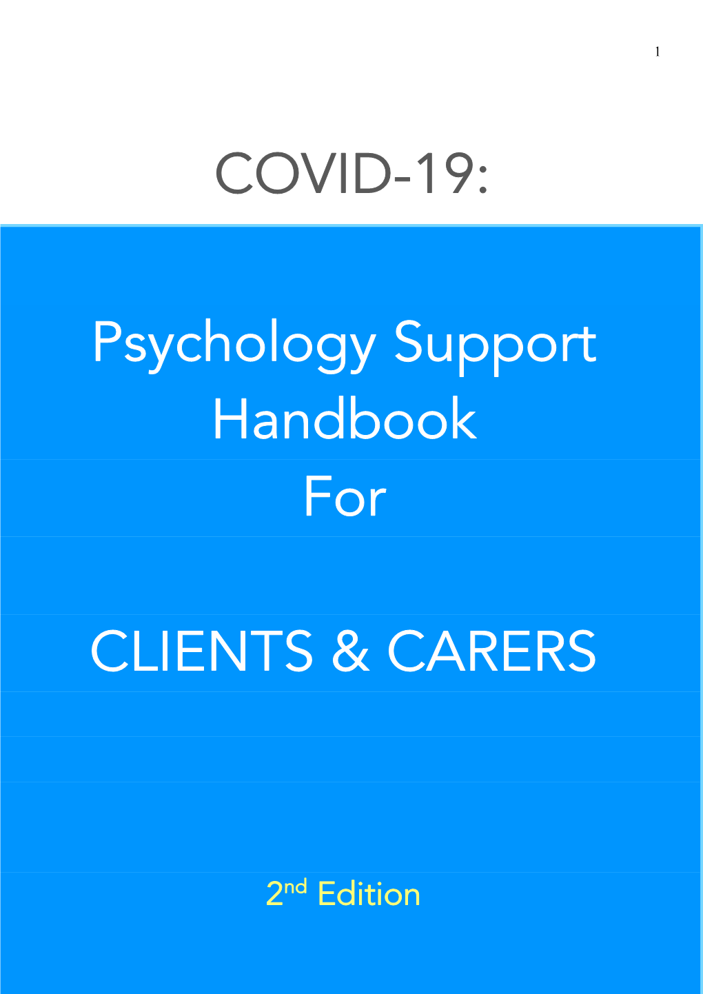 Psychology Support Handbook for CLIENTS & CARERS COVID-19