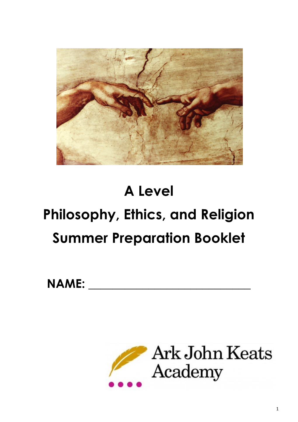 A Level Philosophy, Ethics, and Religion Summer Preparation Booklet