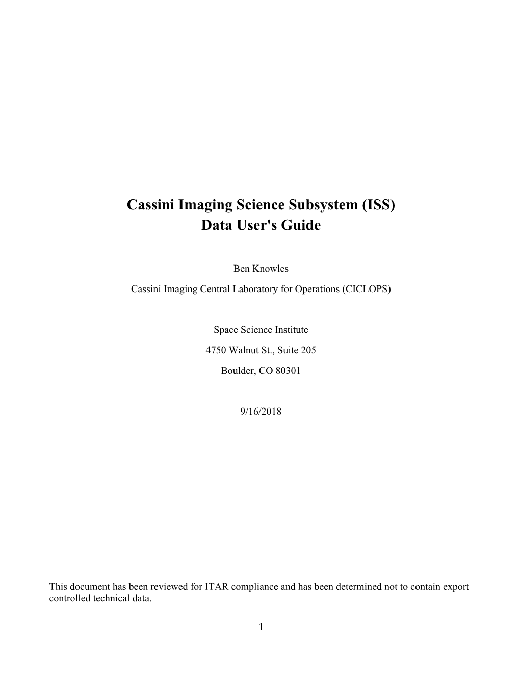 ISS) Data User's Guide