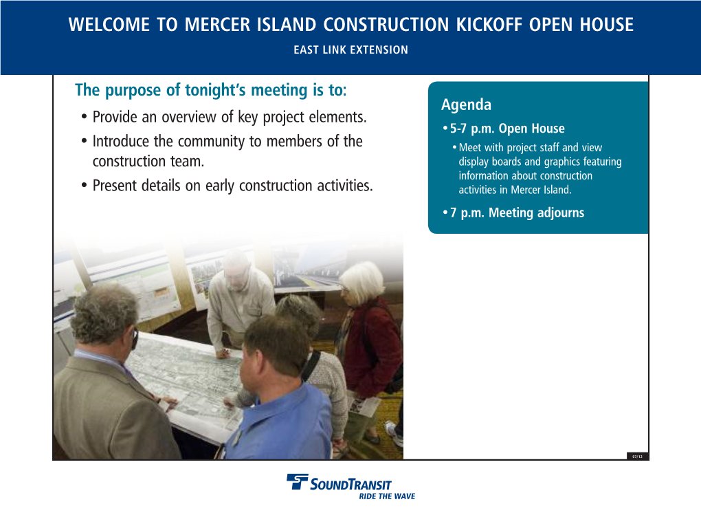 Mercer Island Construction Kickoff Open House East Link Extension