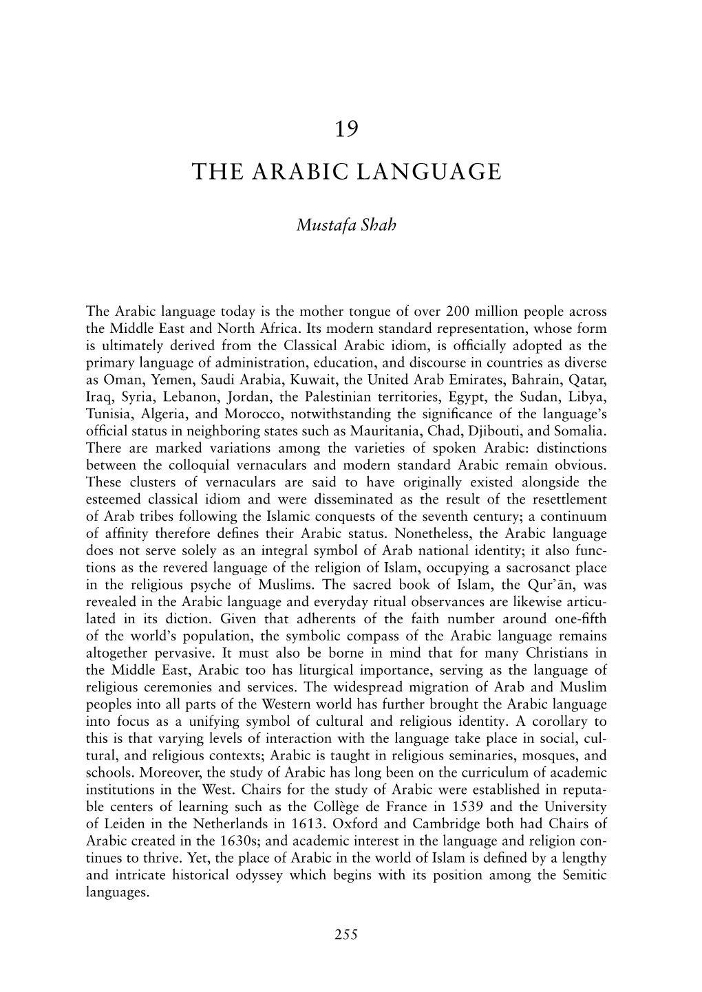 19 the Arabic Language