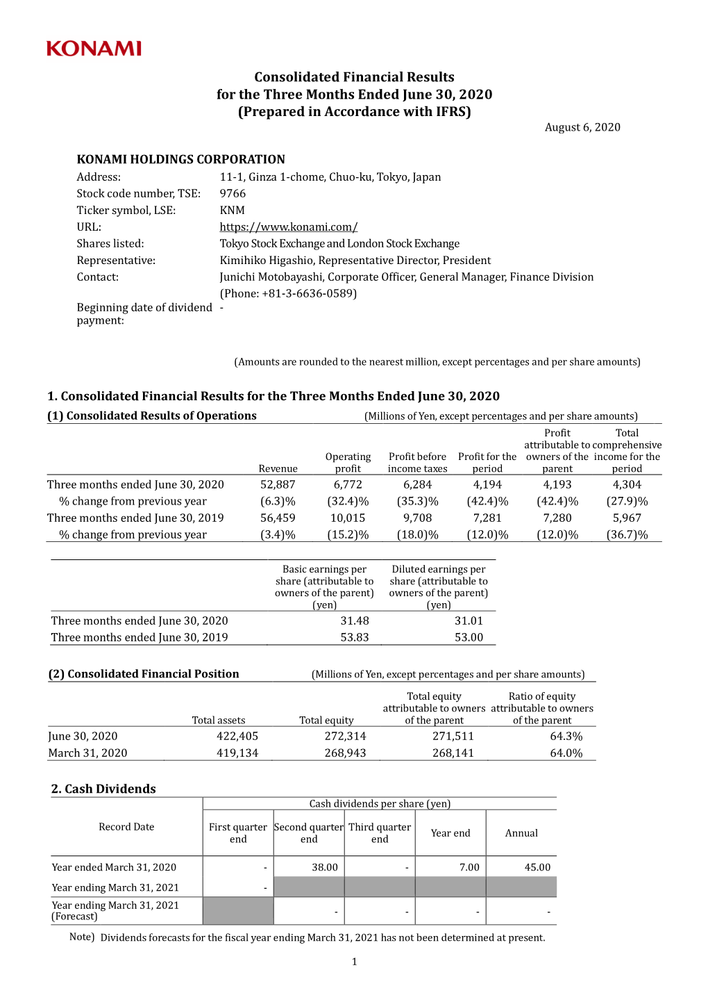 1Q FY2021 Consolidated Financial Results (PDF/379KB)