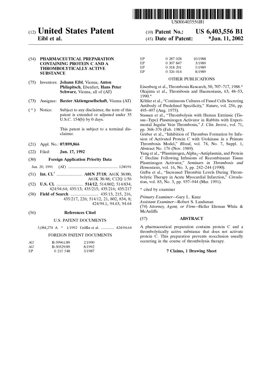 (12) United States Patent (10) Patent No.: US 6,403,556 B1 Eibl Et Al