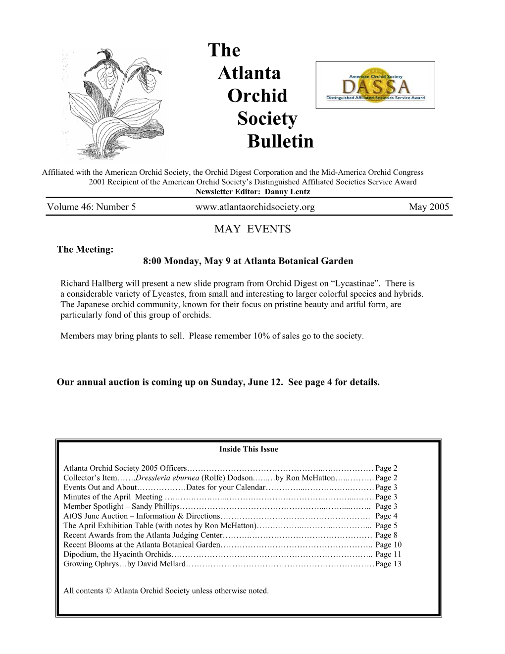 Atlanta Orchid Society Newsletter