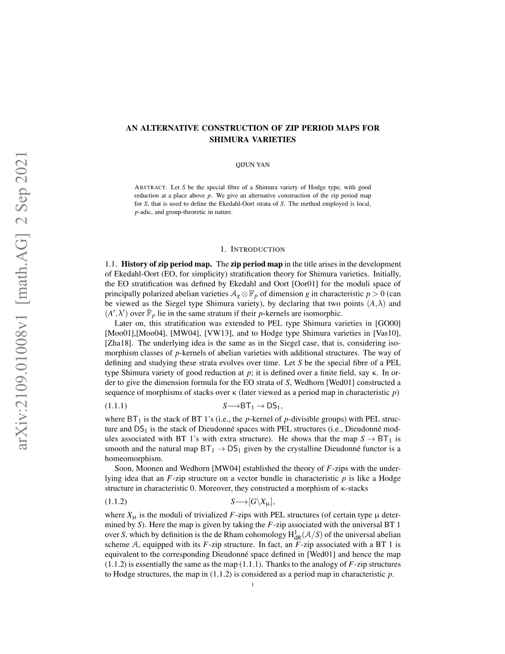 Arxiv:2109.01008V1 [Math.AG] 2 Sep 2021 Ueand Ture (1.1.1) Where Lsascae Ihb ’ Ihetasrcue.H Hw T Shows He Structure)