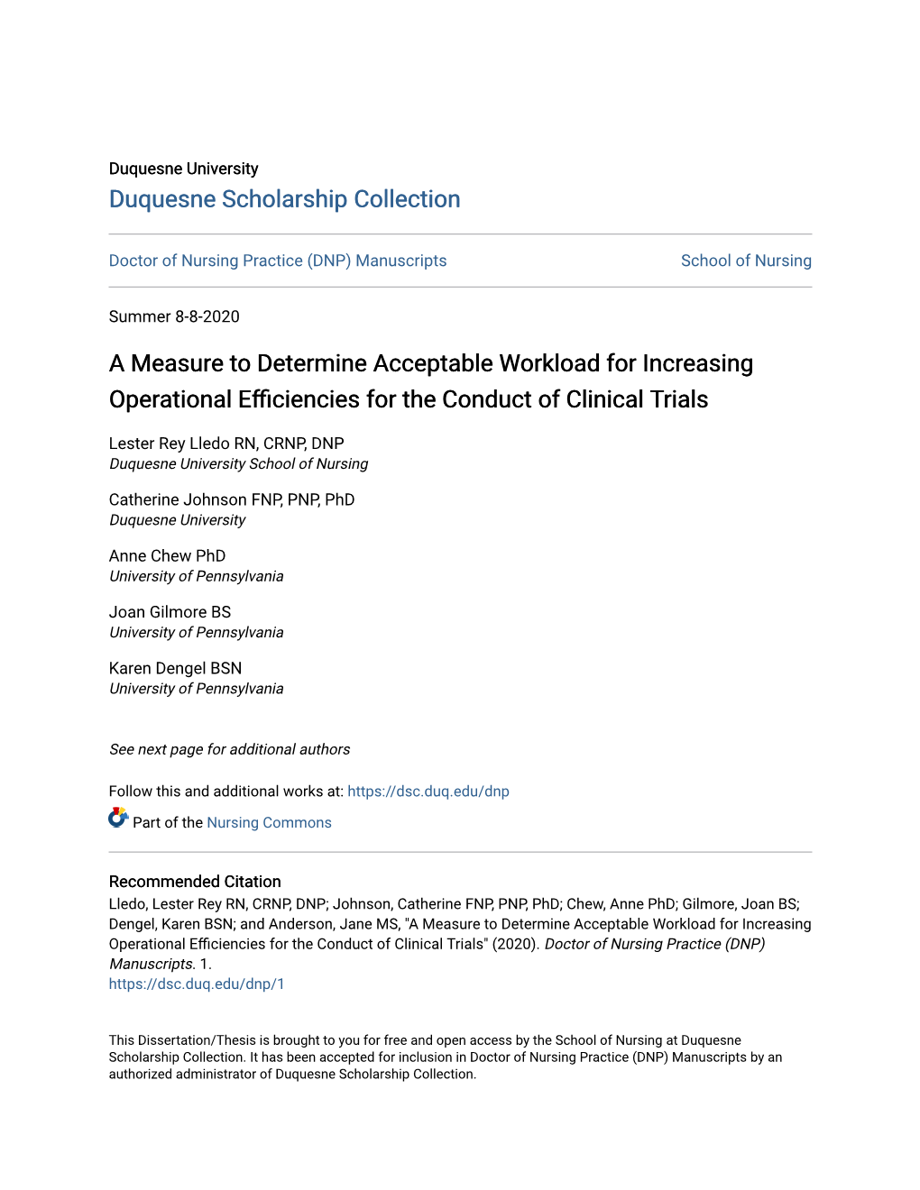 A Measure to Determine Acceptable Workload for Increasing Operational Efficiencies for the Conduct of Clinicalrials T