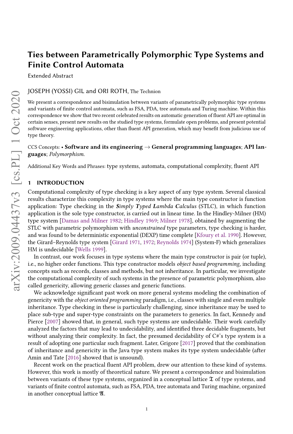 Ties Between Parametrically Polymorphic Type Systems and Finite Control Automata Extended Abstract