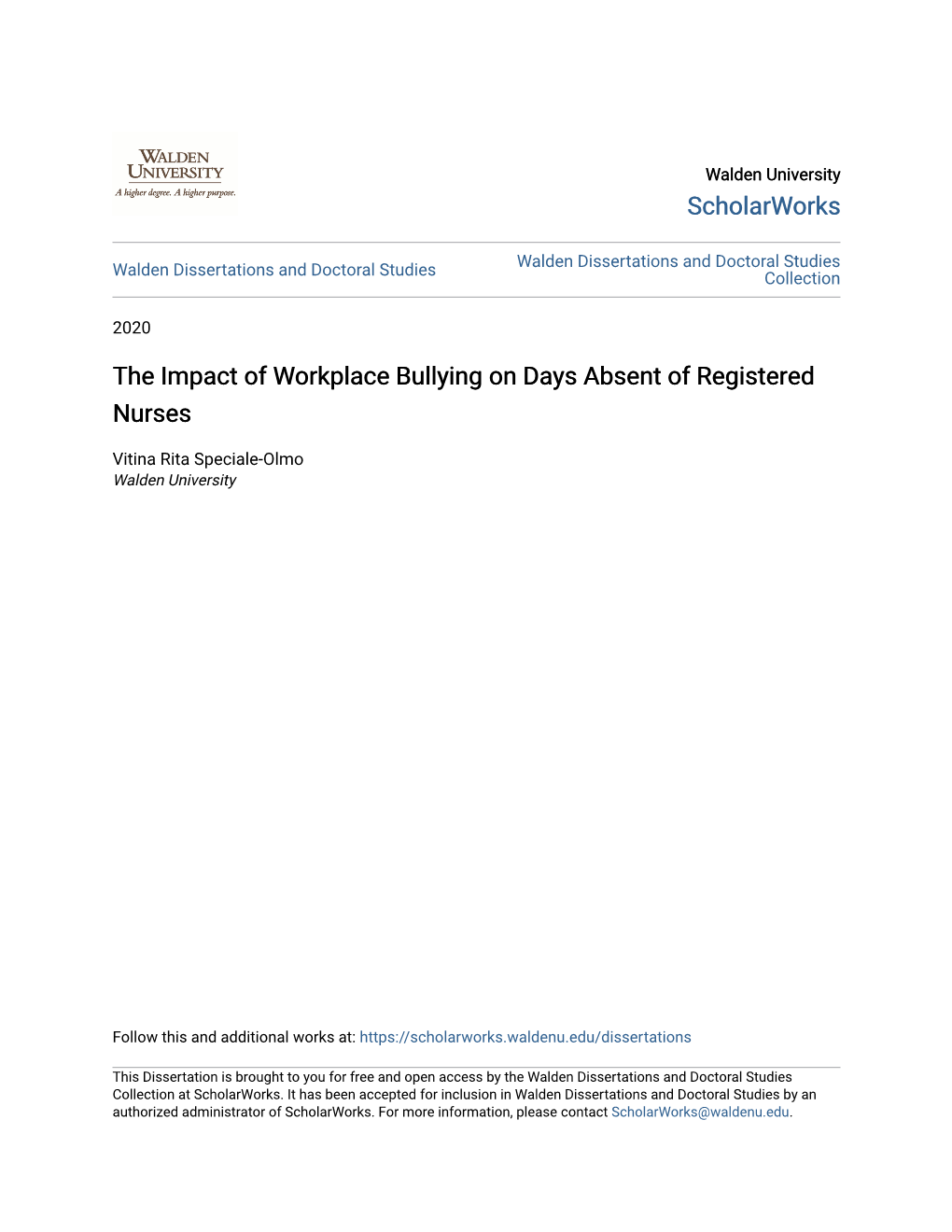 The Impact of Workplace Bullying on Days Absent of Registered Nurses