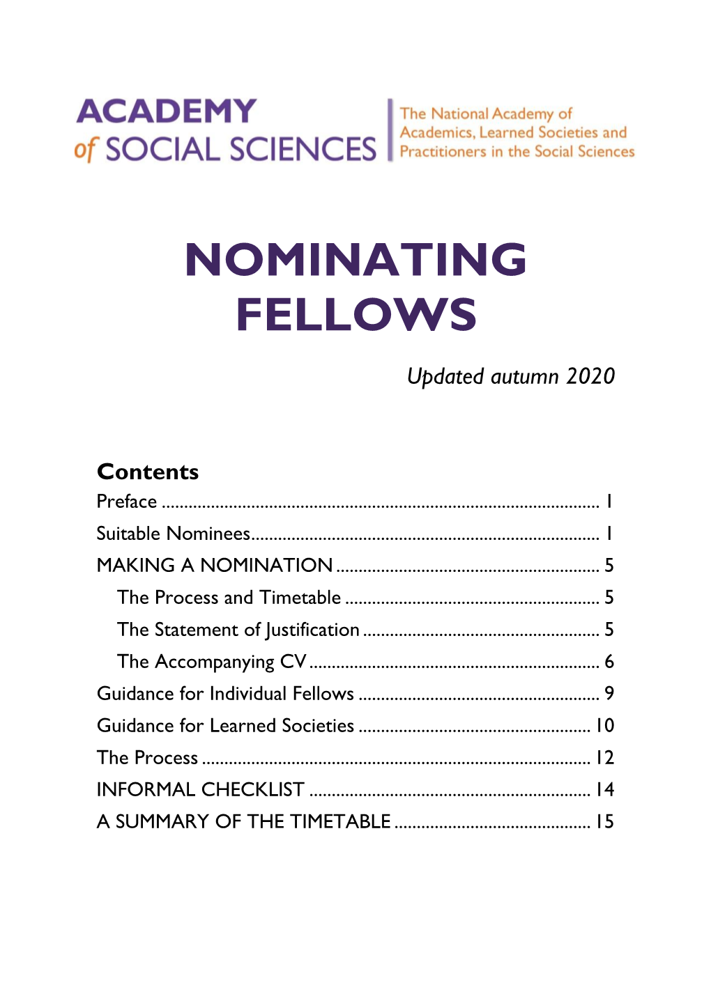 Guidance on Making Nominations for Fellow