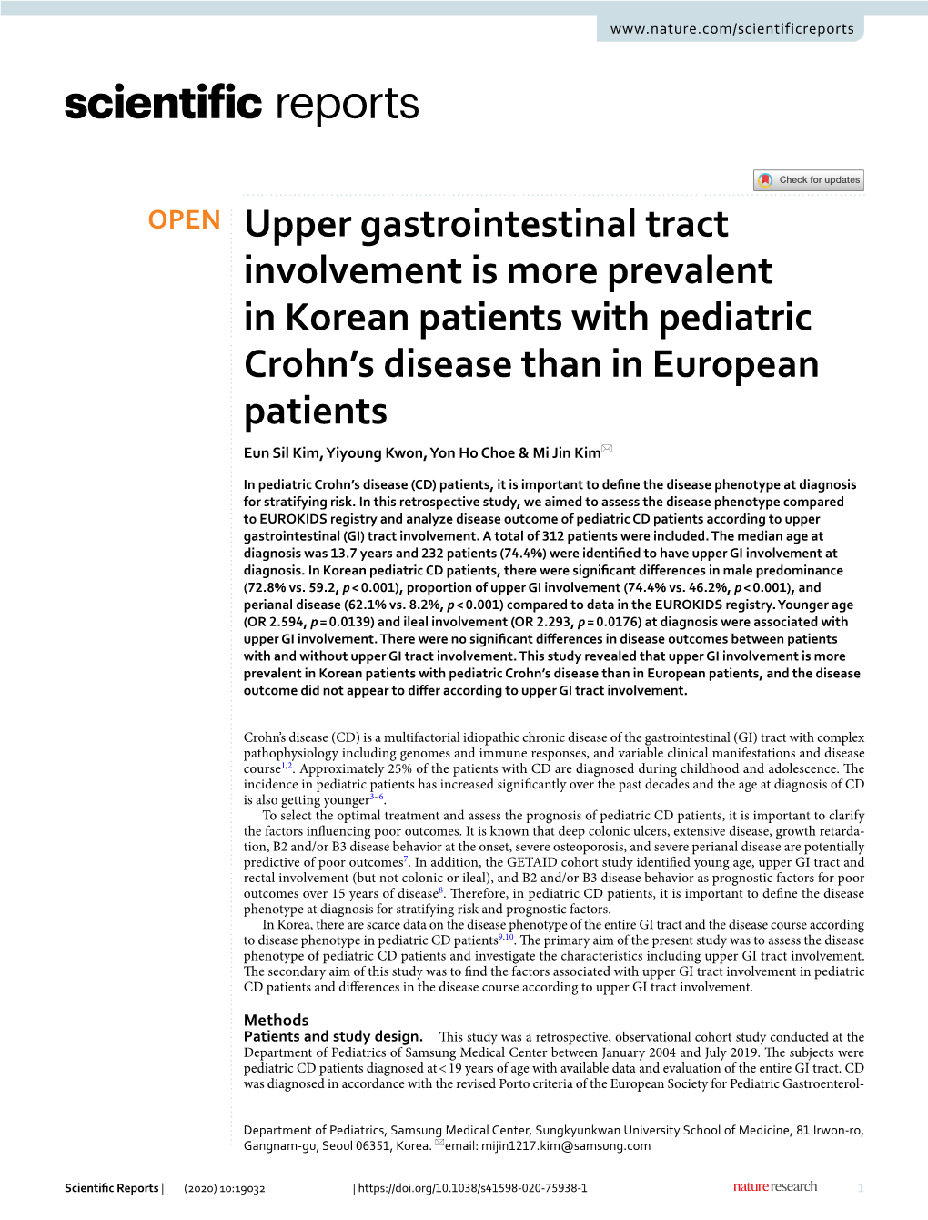 Upper Gastrointestinal Tract Involvement Is More Prevalent In