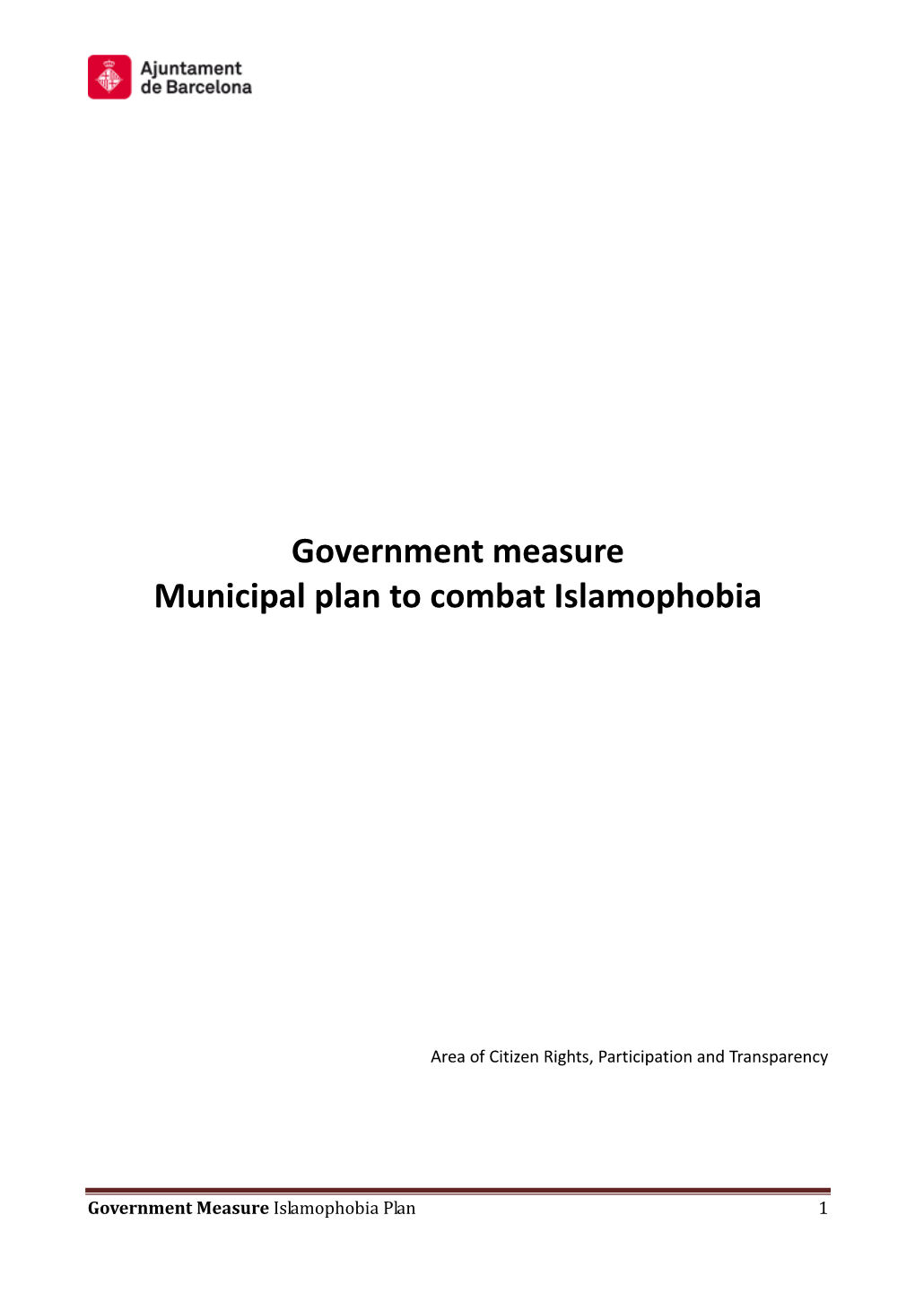 Government Measure Municipal Plan to Combat Islamophobia