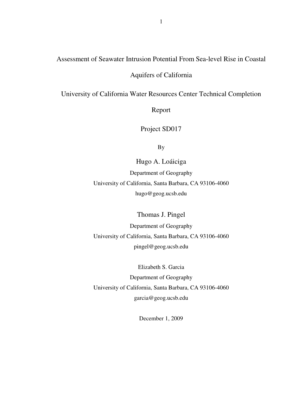 Assessment of Seawater Intrusion Potential from Sea-Level Rise in Coastal