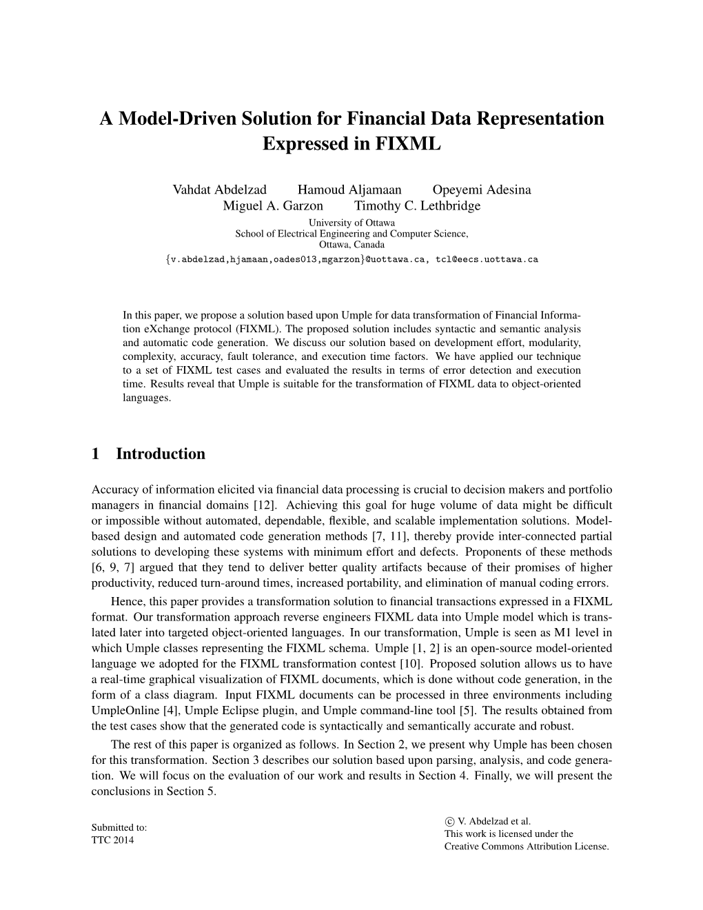 A Model-Driven Solution for Financial Data Representation Expressed in FIXML