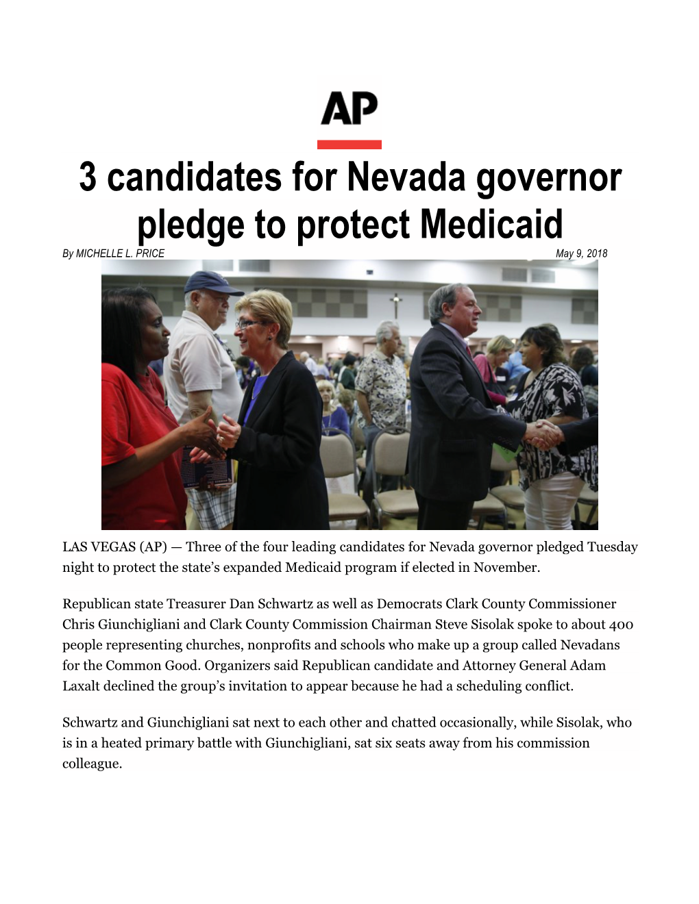 3 Candidates for Nevada Governor Pledge to Protect Medicaid by MICHELLE L