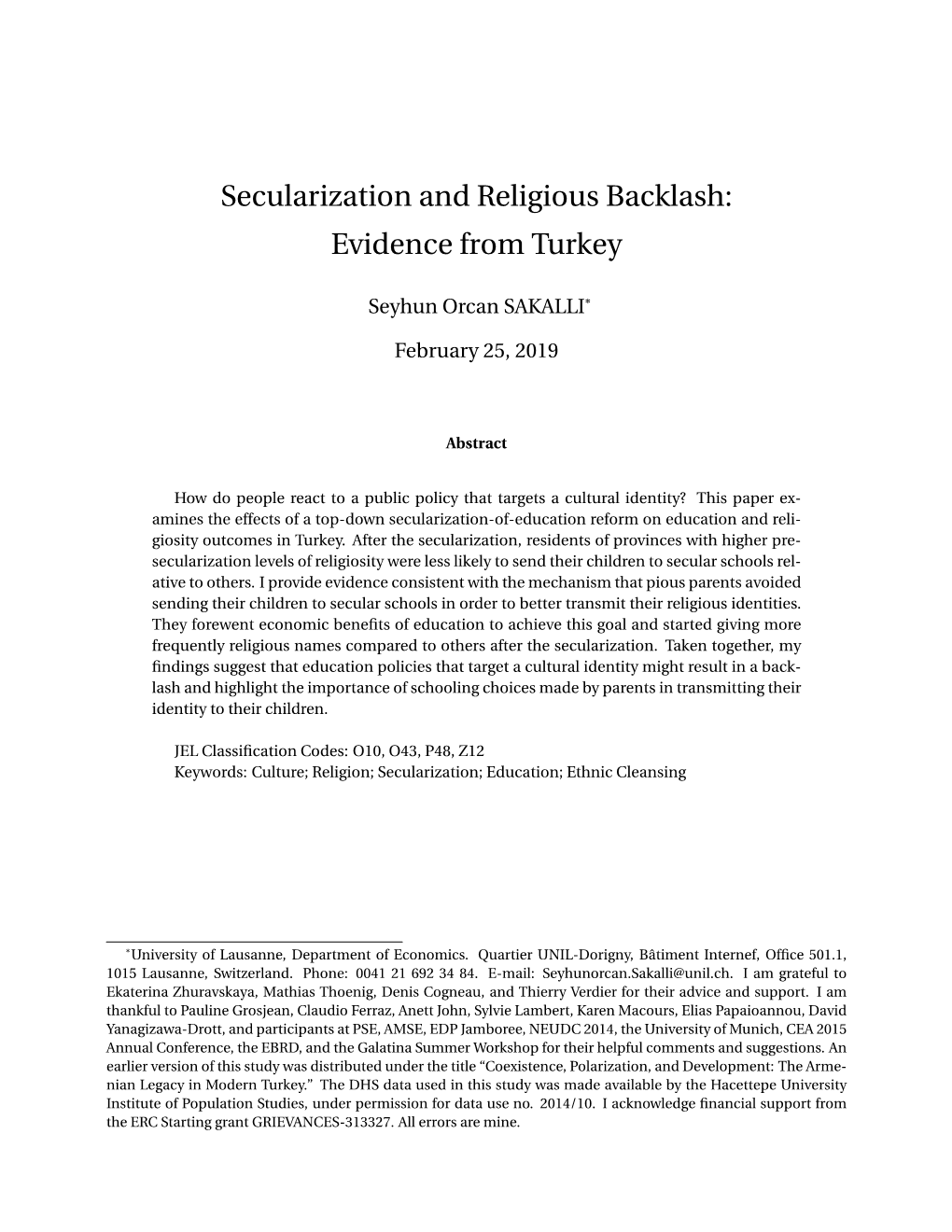 Secularization and Religious Backlash: Evidence from Turkey