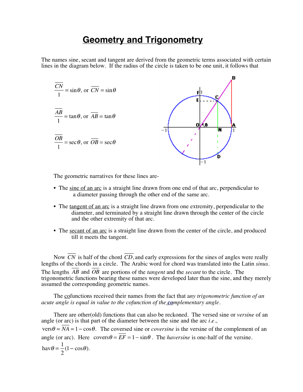 Geometry and Trigonometry