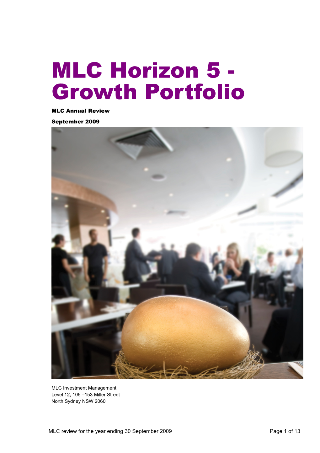MLC Horizon 5 Growth Portfolio