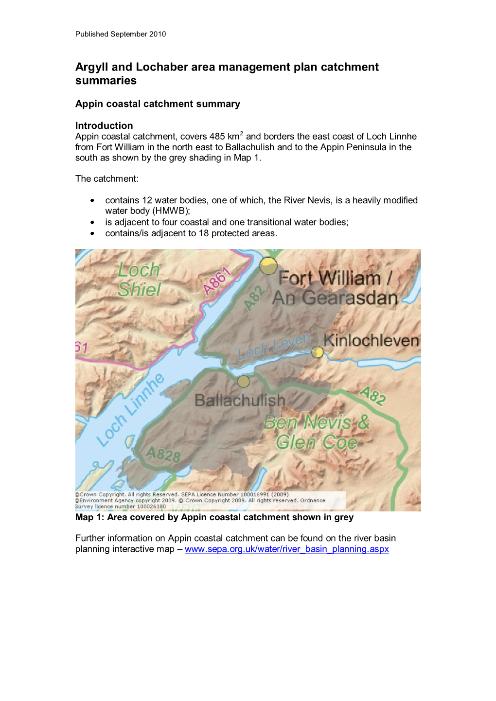 Appin Coastal Catchment Summary