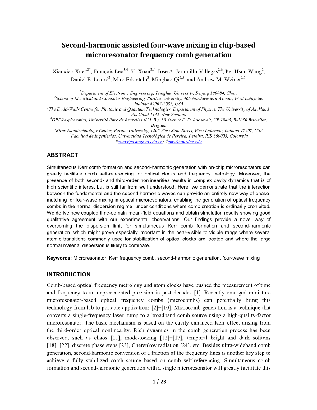 Second-Harmonic Assisted Four-Wave Mixing in Chip-Based Microresonator Frequency Comb Generation