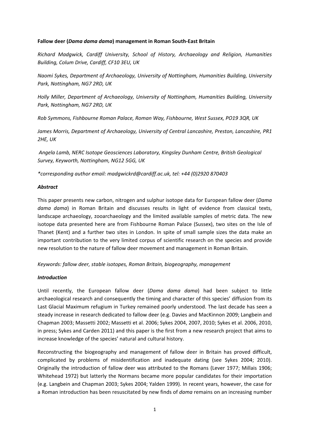 Fallow Deer (Dama Dama Dama) Management in Roman South‐East Britain