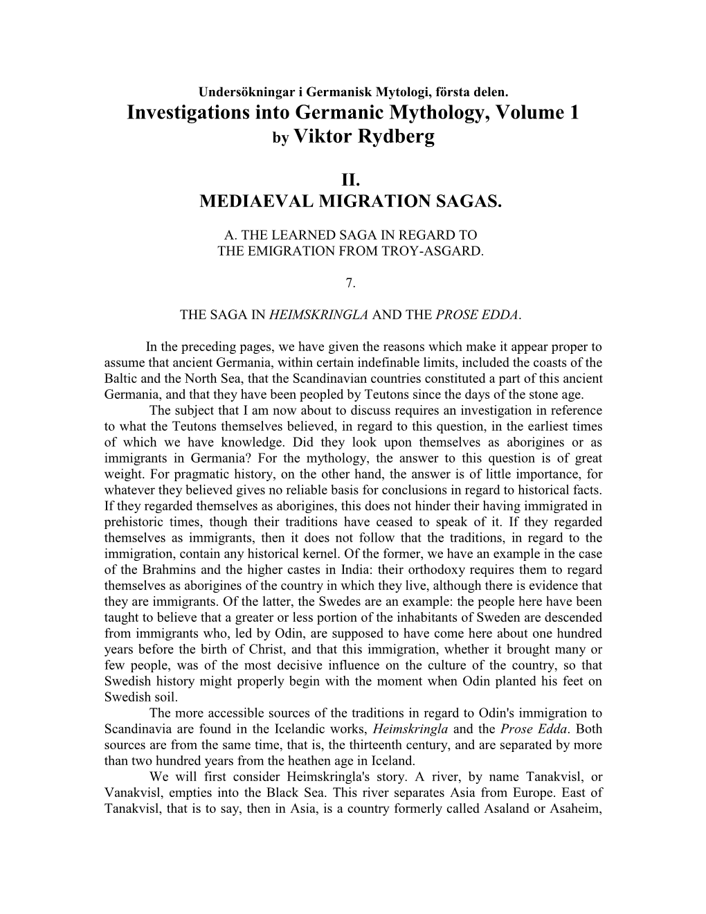 Investigations Into Germanic Mythology, Volume 1 by Viktor Rydberg