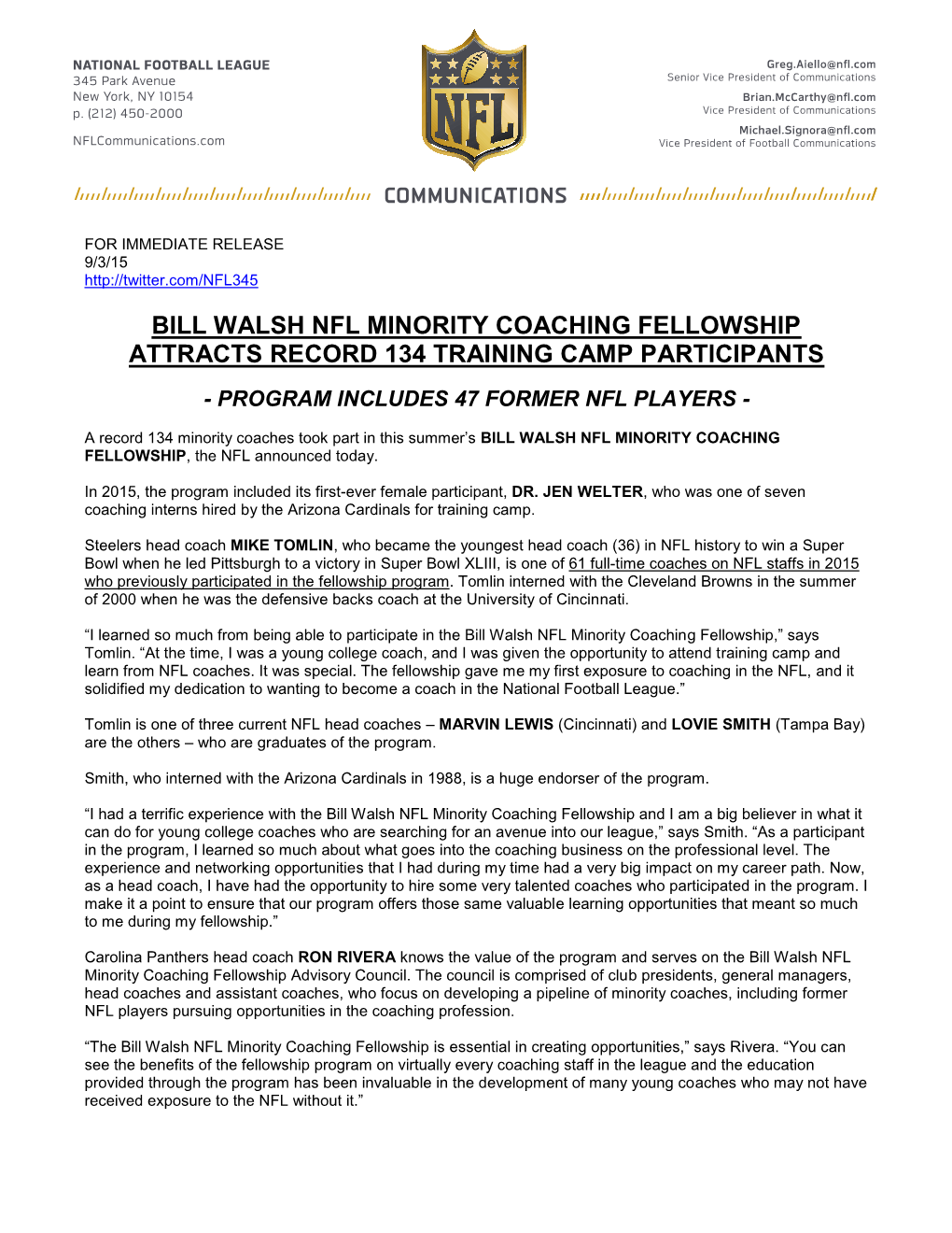 Bill Walsh Nfl Minority Coaching Fellowship Attracts Record 134 Training Camp Participants