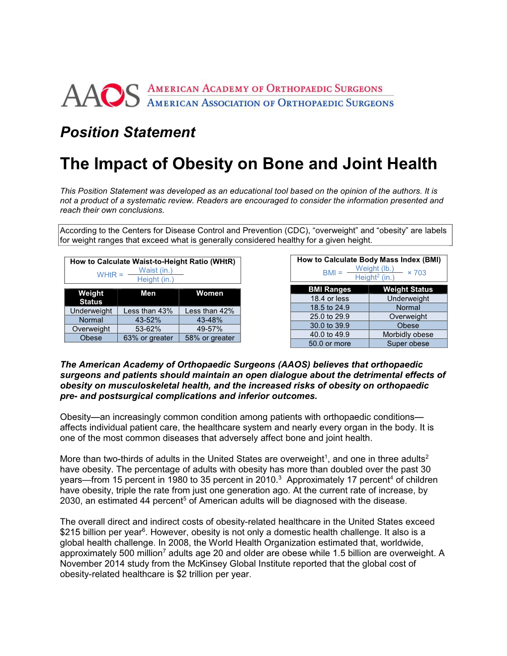 The Impact of Obesity on Bone and Joint Health