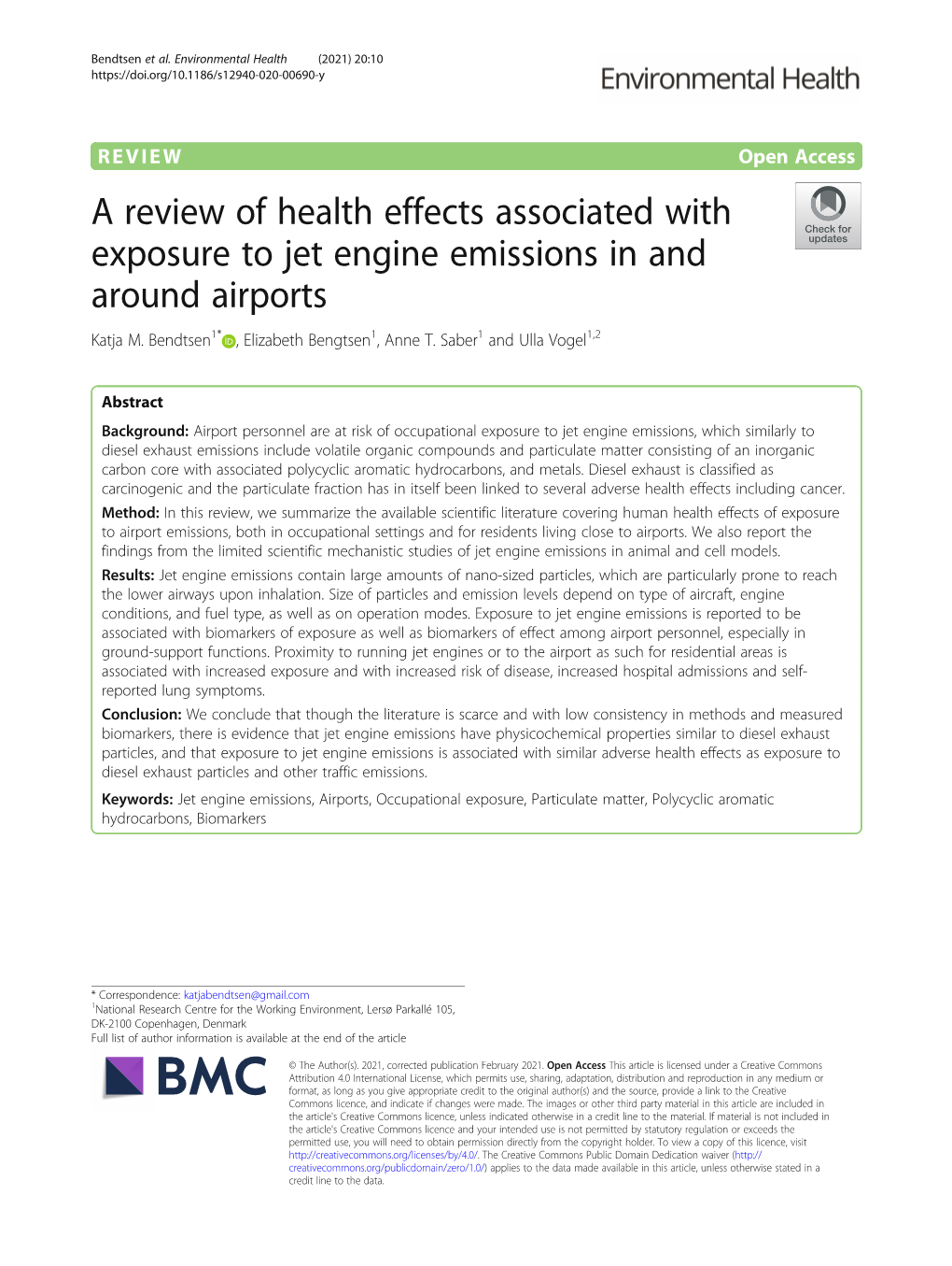 A Review of Health Effects Associated with Exposure to Jet Engine Emissions in and Around Airports Katja M