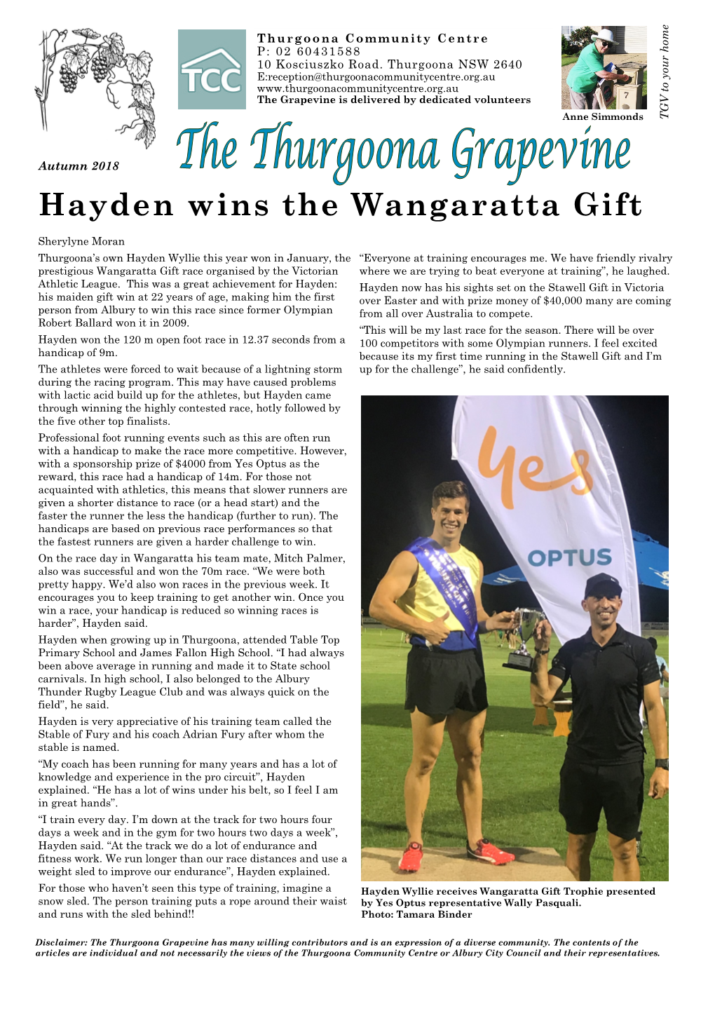 Hayden Wins the Wangaratta Gift