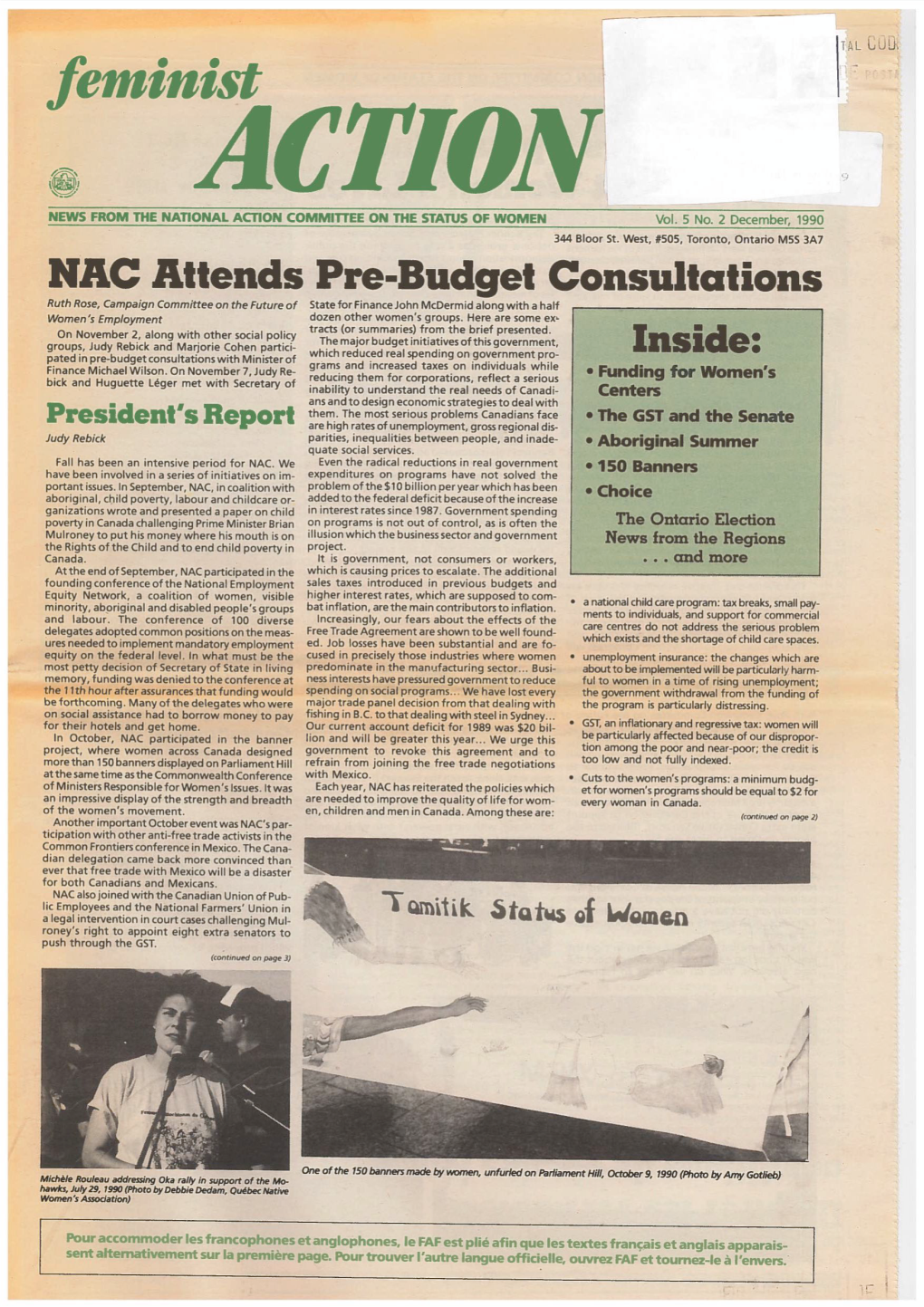 NAC Attends Pre-Budget Consultations