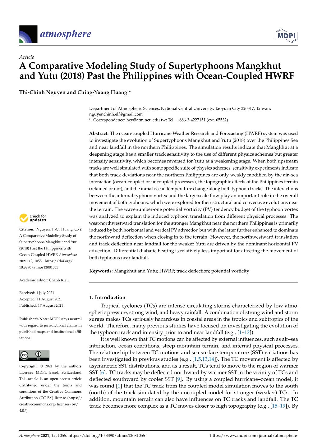 A Comparative Modeling Study of Supertyphoons Mangkhut and Yutu (2018) Past the Philippines with Ocean-Coupled HWRF