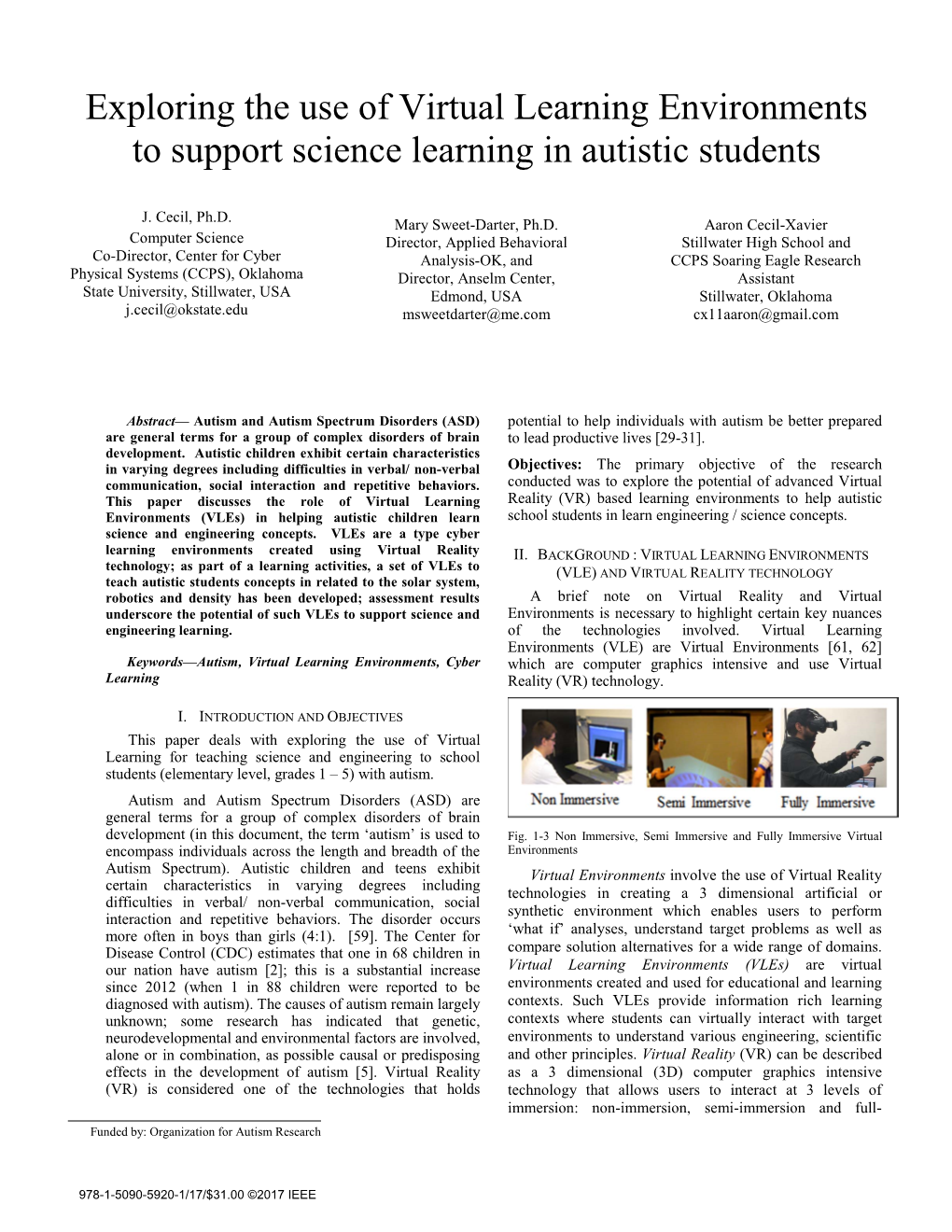 Exploring the Use of Virtual Learning Environments to Support Science Learning in Autistic Students