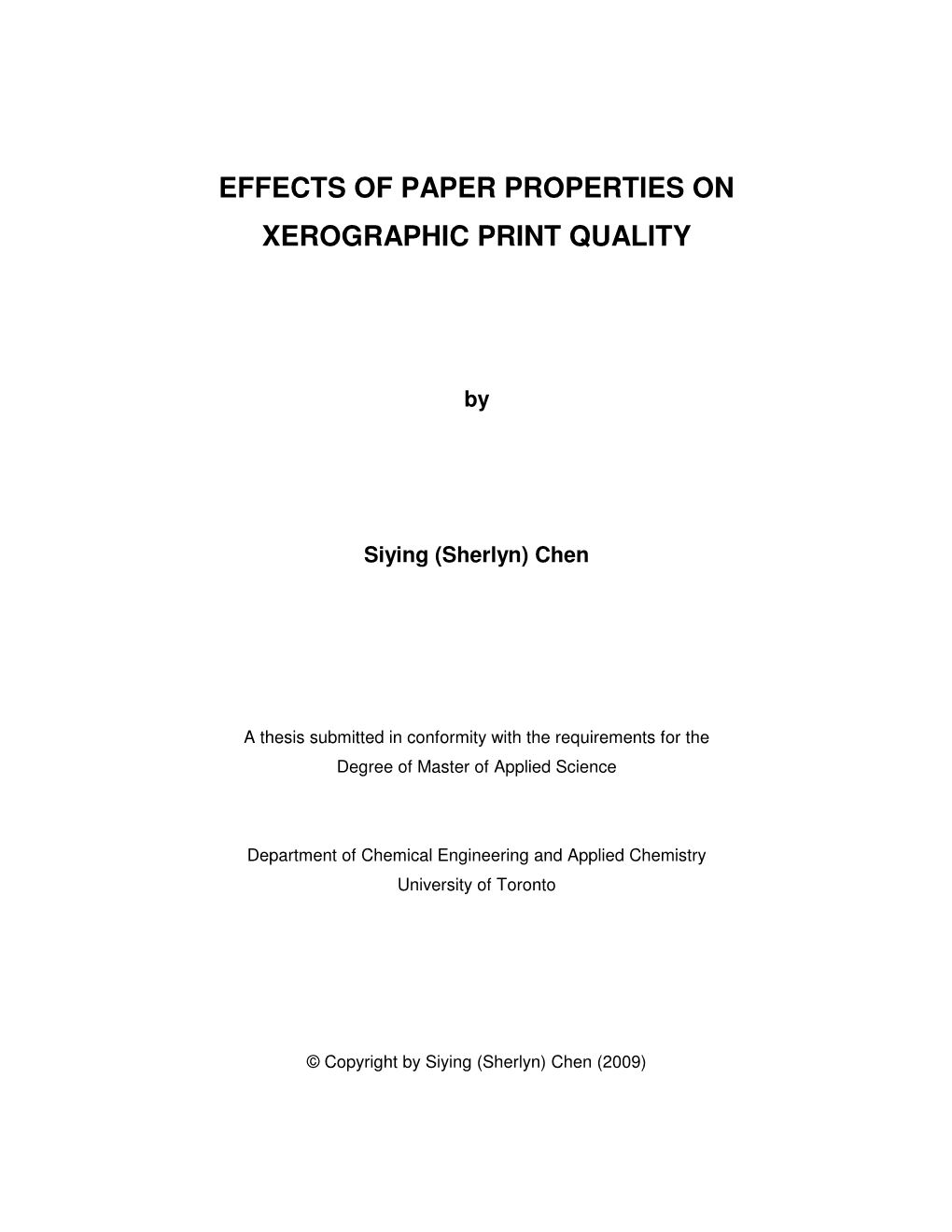 Effects of Paper Properties on Xerographic Print Quality