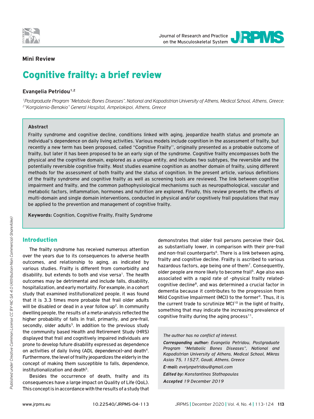 Cognitive Frailty: a Brief Review