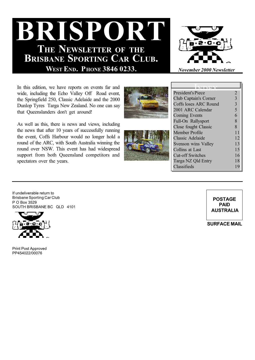 Brisport the Newsletter of the Brisbane Sporting Car Club