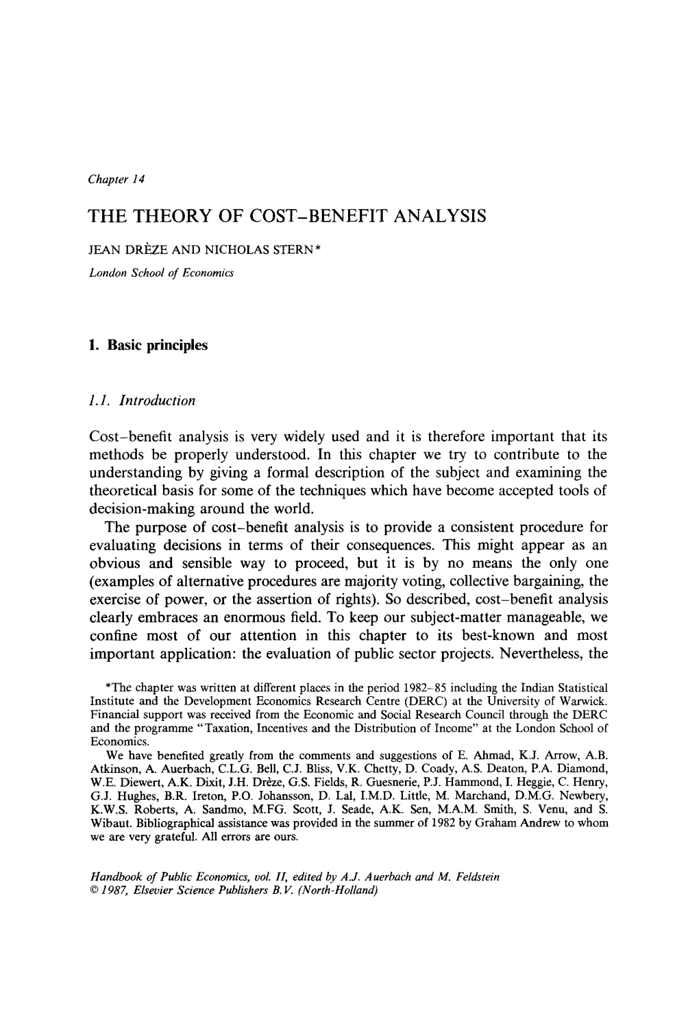 The Theory of Cost-Benefit Analysis