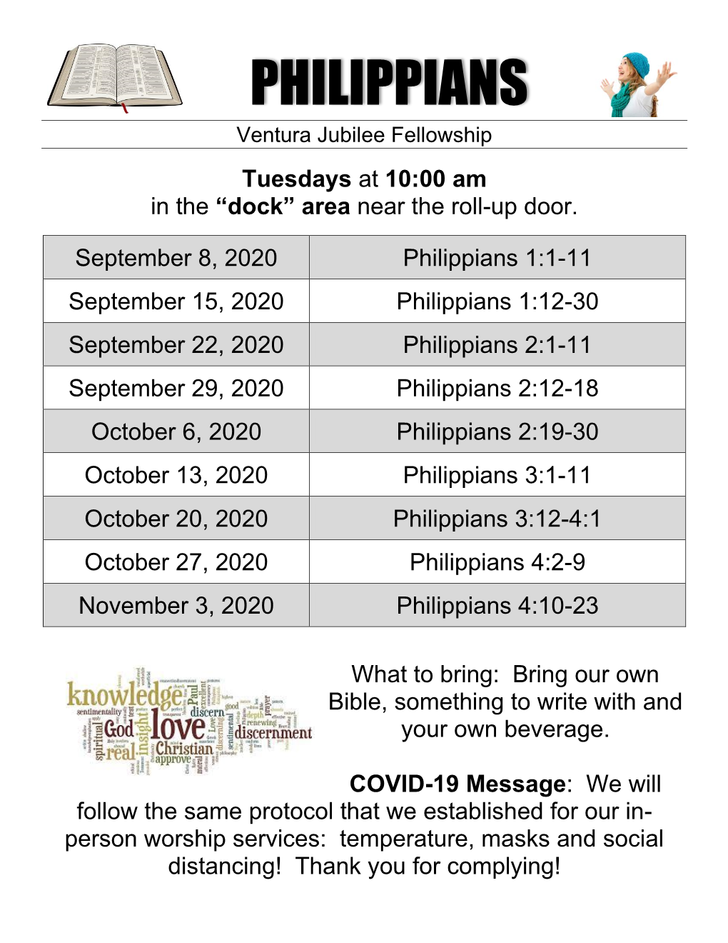 Philippians – Revised Schedule